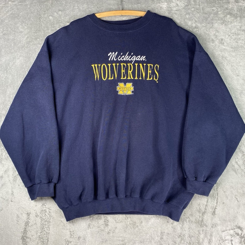 Vintage University Of Michigan Sweatshirt Mens Sz XXL Blue Wolverines U Of M 90s